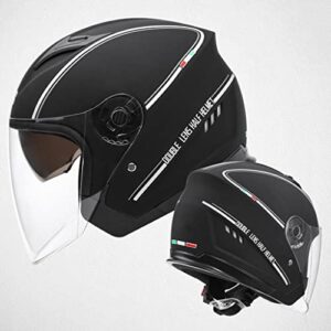 fashion open face helmets for men women, 3/4 vintage motorcycle scooter jet helmet, light breathable quick buckle retro half helmet for atv moped scooter cruiser, ece/dot approved-f-58-62cm