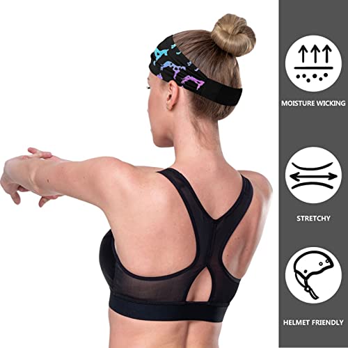 Unisex Workout Headbands Great-dane-Heart-Love Elastic Yoga Sweatband Stretchy Sports Hairband