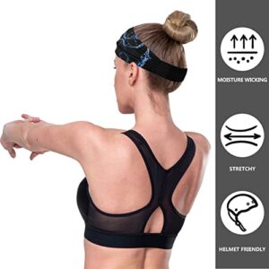 Unisex Workout Headbands Bule-Water-tai-chi Elastic Yoga Sweatband Stretchy Sports Hairband