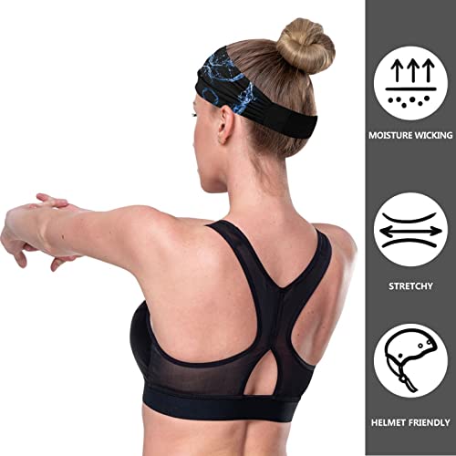 Unisex Workout Headbands Bule-Water-tai-chi Elastic Yoga Sweatband Stretchy Sports Hairband