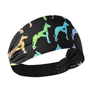 Unisex Workout Headbands Great-dane-Heart-Love Elastic Yoga Sweatband Stretchy Sports Hairband