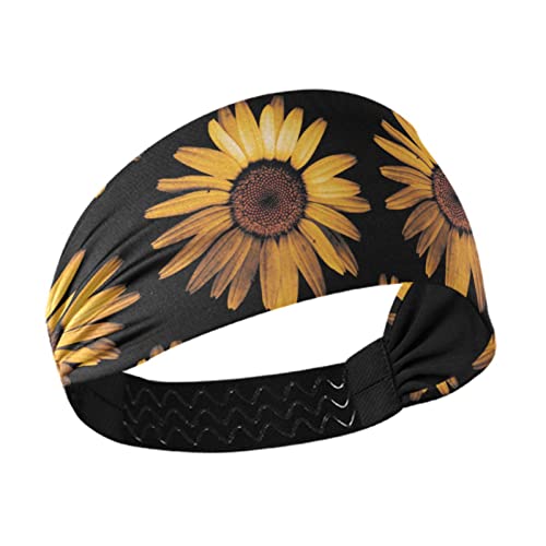 Unisex Workout Headbands Honey-Sunflower-Flower Elastic Yoga Sweatband Stretchy Sports Hairband