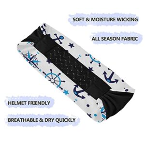 Unisex Workout Headbands Blue-sea-Navy-Anchor Elastic Yoga Sweatband Stretchy Sports Hairband