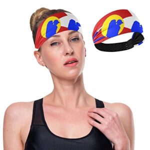 Unisex Workout Headbands Colorado-State-Flag-Hiking Elastic Yoga Sweatband Stretchy Sports Hairband