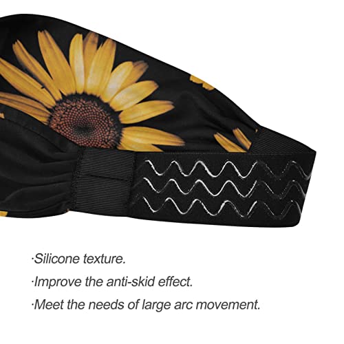 Unisex Workout Headbands Honey-Sunflower-Flower Elastic Yoga Sweatband Stretchy Sports Hairband