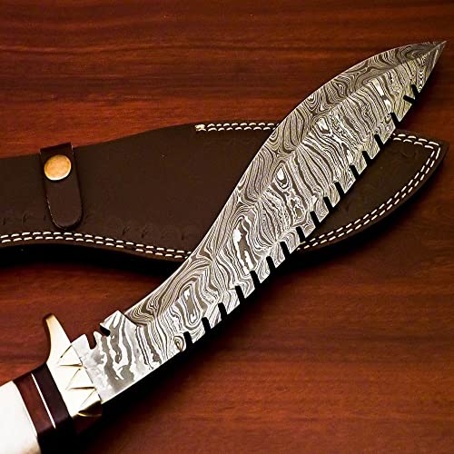 Custom FORGED DAMASCUS Steel Hunting Knife With Stag and Brass Guard Handle very beautiful knife best gift for Father day