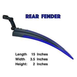 RNX Blue Mountain Bike Mud Guard Front and Rear Fenders Set, Wide, Universal, Adjustable