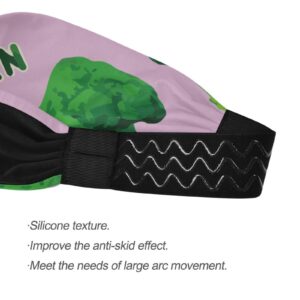 Unisex Workout Headbands Broccoli-Vegan-Green-Pink Elastic Yoga Sweatband Stretchy Sports Hairband