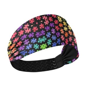 unisex workout headbands colorful-autism-awareness elastic yoga sweatband stretchy sports hairband