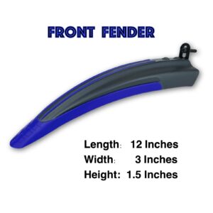 RNX Blue Mountain Bike Mud Guard Front and Rear Fenders Set, Wide, Universal, Adjustable