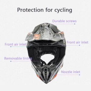 Adults Motocross Helmet Downhill Dirt Bike Motorcycle Helmet DOT/ECE Approved Perfect for Off-Road Mountain Motorcycle, Dirt Bikes, ATV, MTB, Four Wheeler and Racing Full Face Helmet-S-Large