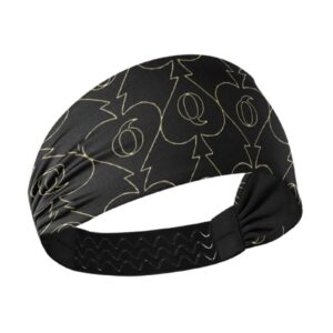 unisex workout headbands golden-queen-of-spades elastic yoga sweatband stretchy sports hairband