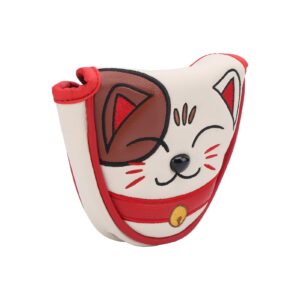 TYTOGE Center Shaft Putter Cover, Lucky Cat Waterproof Mallet Head Cover Center Putter Headcover Guard Protector