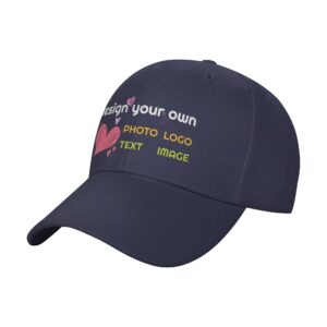 Dargr Custom Baseball Cap Design Your Own for Men and Women Use Logo Photo Text from Phone Support Group Buy Navy Blue