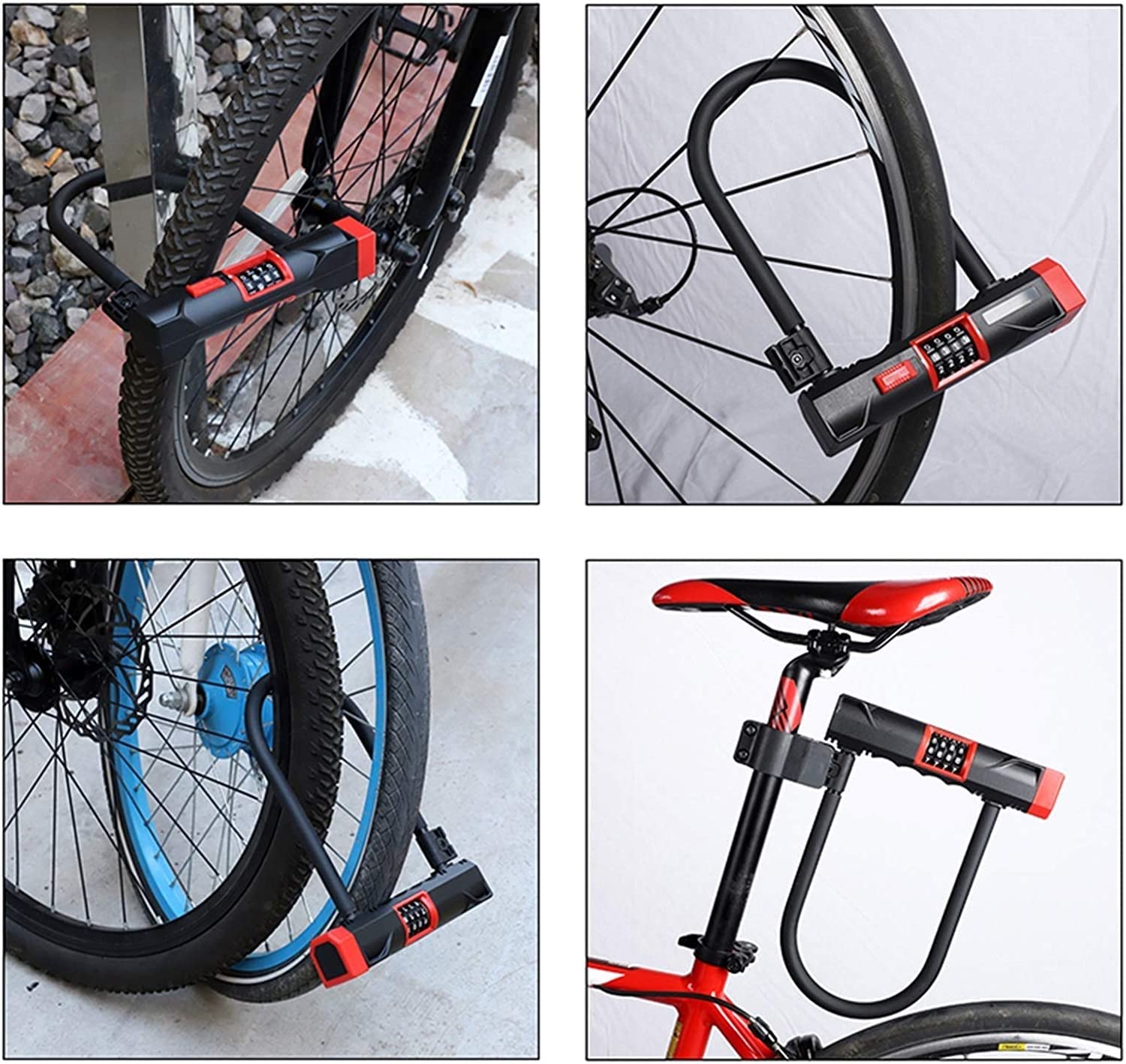 DULASP Bike U-Lock Password Code Bicycle U Lock Anti-Theft Road Bike Motorcycle Bike U Lock Steel Safety Heavy Duty Bicycle U-Locks U-Lock