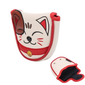 TYTOGE Center Shaft Putter Cover, Lucky Cat Waterproof Mallet Head Cover Center Putter Headcover Guard Protector