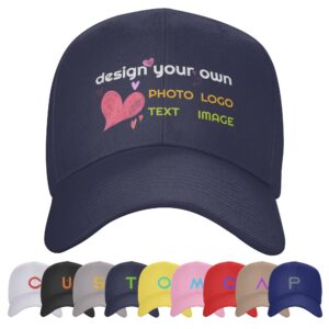 Dargr Custom Baseball Cap Design Your Own for Men and Women Use Logo Photo Text from Phone Support Group Buy Navy Blue