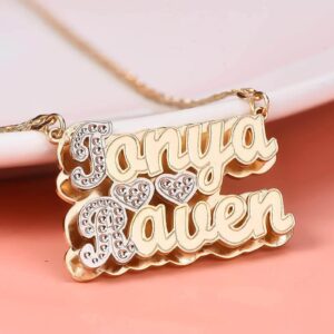 Name Necklace Personalized 18K Gold-Plated Double Custom Name Necklace for Women as a Gift