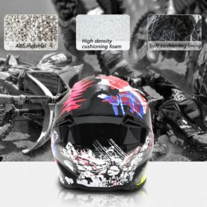 Adults Motocross Helmet Downhill Dirt Bike Motorcycle Helmet DOT/ECE Approved Perfect for Off-Road Mountain Motorcycle, Dirt Bikes, ATV, MTB, Four Wheeler and Racing Full Face Helmet-S-Large