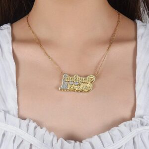 Name Necklace Personalized 18K Gold-Plated Double Custom Name Necklace for Women as a Gift