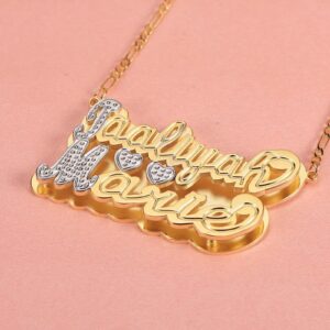 Name Necklace Personalized 18K Gold-Plated Double Custom Name Necklace for Women as a Gift