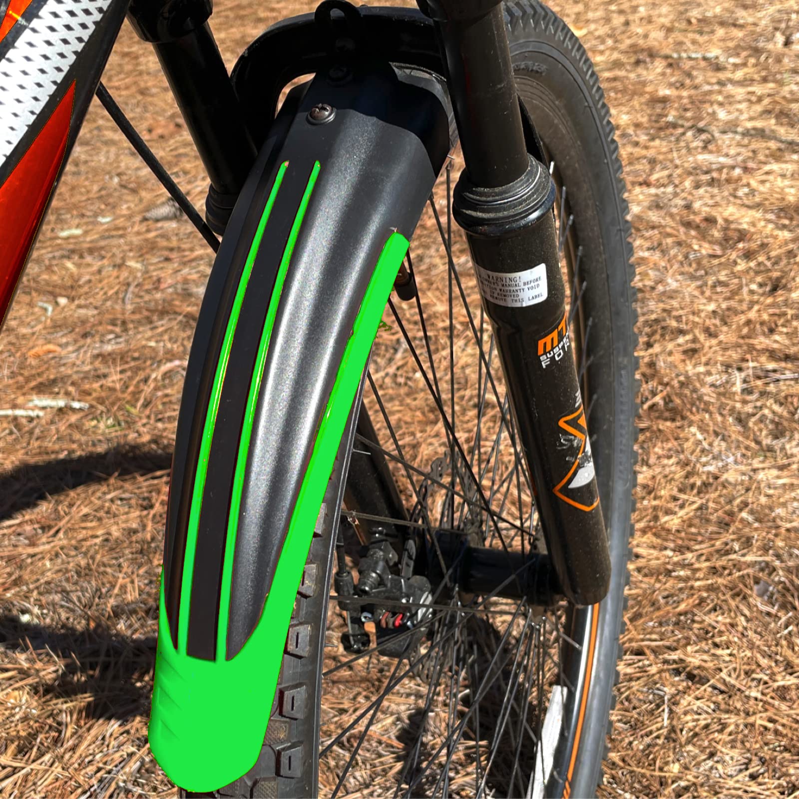 RNX Green Mountain Bike Mud Guard Front and Rear Fenders Set, Wide, Universal, Adjustable