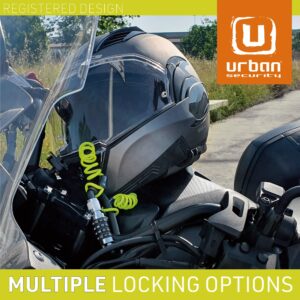 Urban Security Bundle UR140 Motorcycle Helmet Lock & UR906X Hi-Tech Alarm Disc Lock 120dB ON/OFF, Replaceable Module, High-End Waterproof, Longlife Battery, Reminder Cable, Motorbikes, Bicycles, E Bik