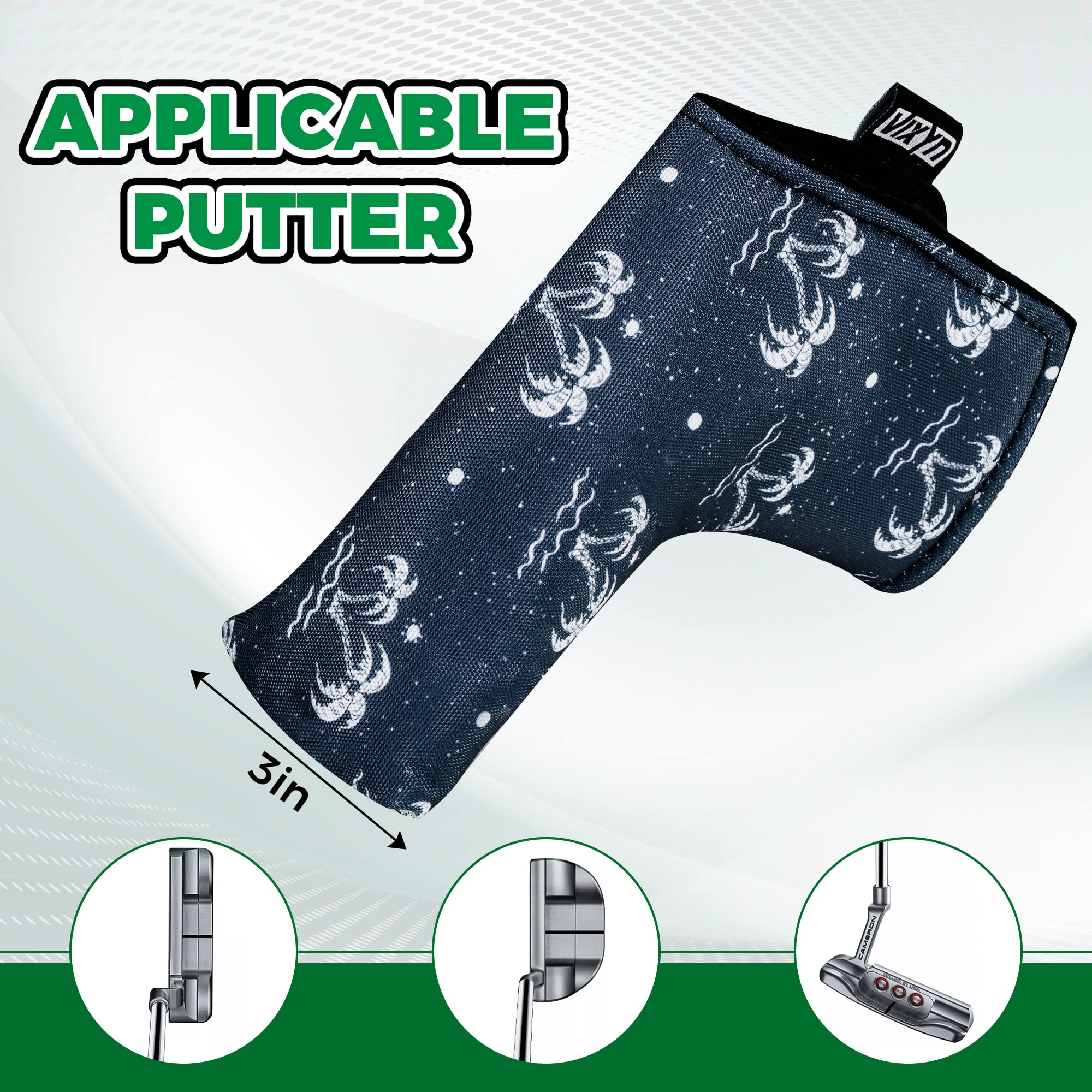 VIXYN Golf Headcover Accessories Set - Golf Headcover, Blade Putter Cover, and Alignment Stick Cover (Palm Springs)