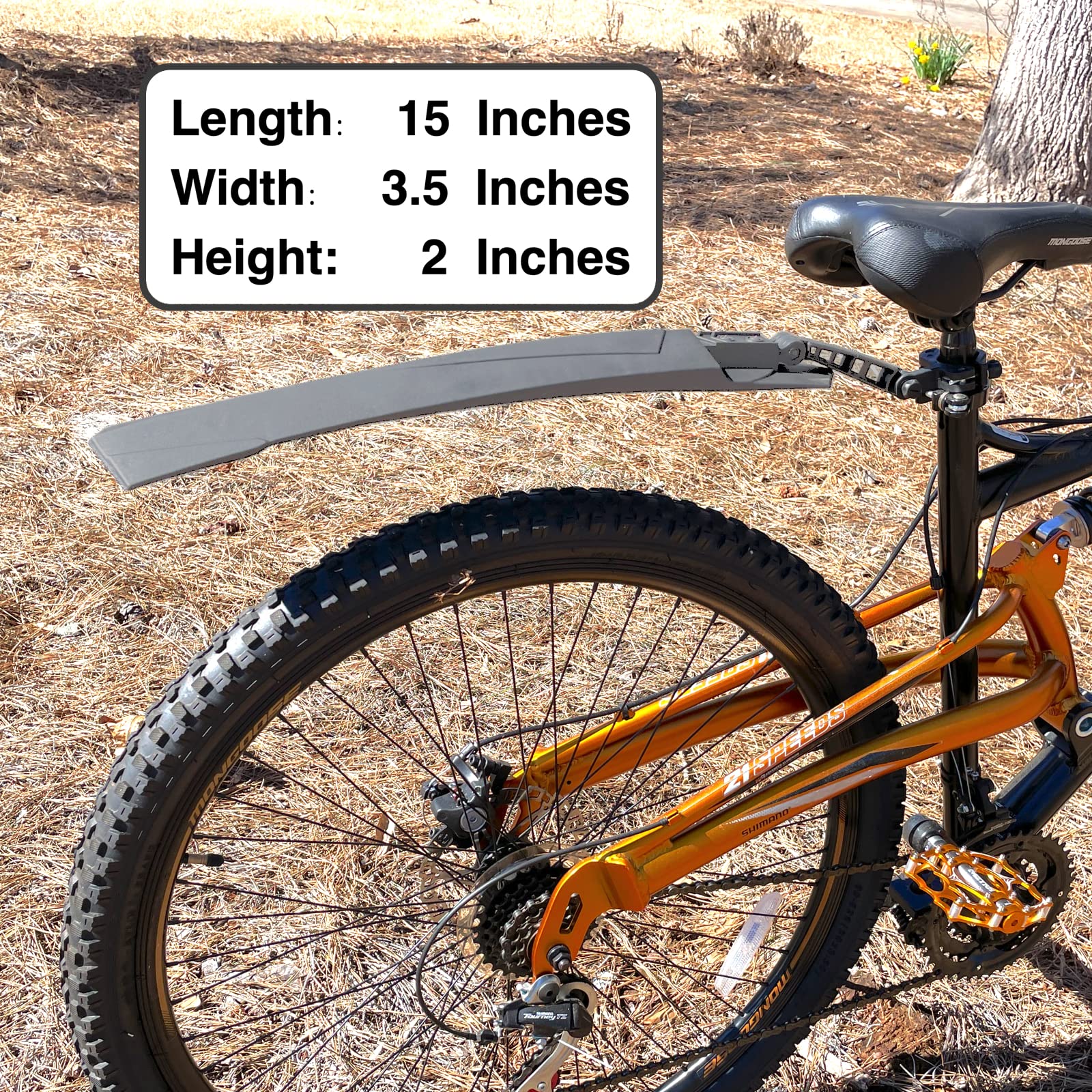 RNX Grey Mountain Bike Mud Guard Set Front and Rear Fenders, Wide, Universal, Adjustable