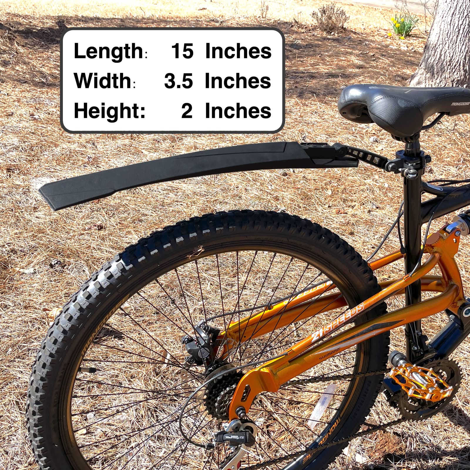 RNX Black Mountain Bike Mud Guard Set Front and Rear Fenders, Wide, Universal, Adjustable