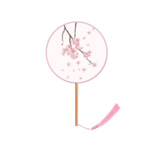 paper fan folding fan chinese fan 2pieces hand fan folded ancient chinese style hanfu cheongsam costume embroidery small round fan folding hand fan japanese fan (color : 2pieces-c, size : fan diamet