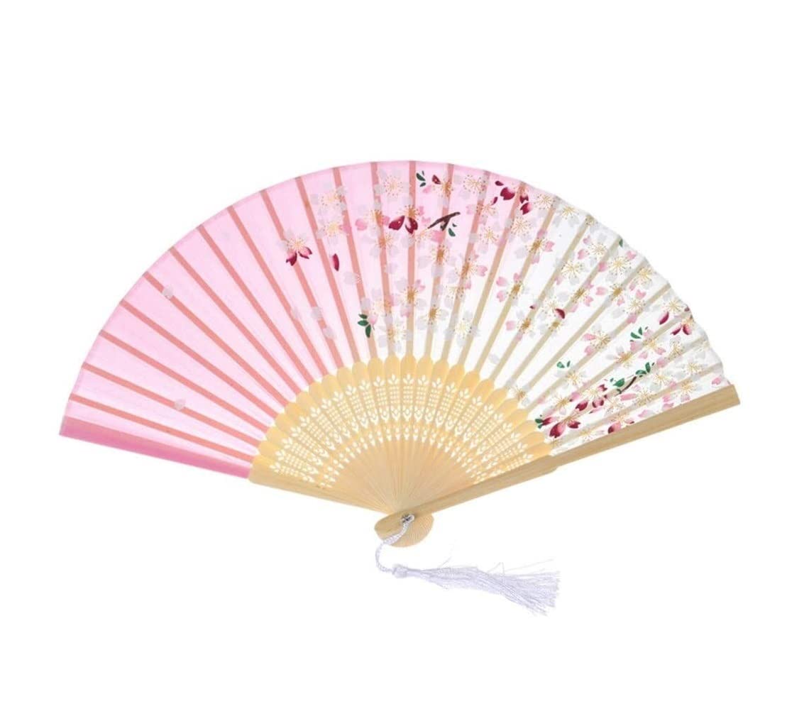 ZAEGO Chinese Fan Folding Hand Fan Chinese Style Dance Wedding Party Lace Silk Folding Hand Held Flower Fan Handheld Folding Fan Japanese Fan (Color : Onecolor, Size : 21 * 55cm)