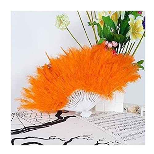 Chinese Fan Foldable Hand Held Soft Feather Fan Chinese Style Wedding Ladies Fancy Dress Halloween Fan Japanese Fan (Color : B, Size : 27 cm)