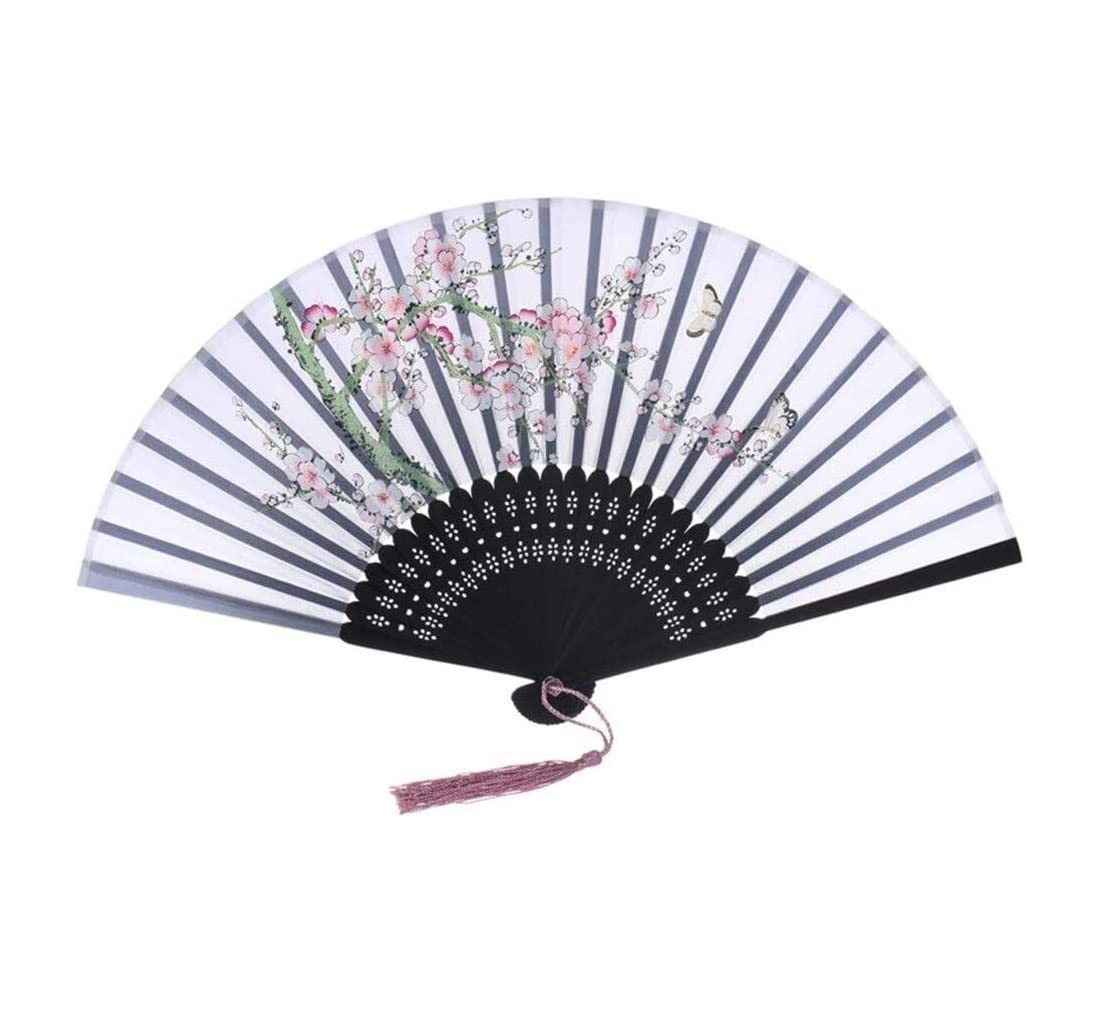 ZAEGO Chinese Fan Folding Hand Fan Chinese Style Dance Wedding Party Lace Silk Folding Hand Held Flower Fan Handheld Folding Fan Japanese Fan (Color : F, Size : 21 * 55cm)