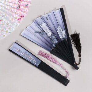 ZAEGO Chinese Fan Folding Hand Fan Chinese Style Dance Wedding Party Lace Silk Folding Hand Held Flower Fan Handheld Folding Fan Japanese Fan (Color : F, Size : 21 * 55cm)