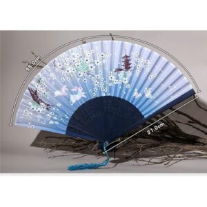 ZAEGO Chinese Fan Folding Hand Fan Chinese Style Dance Wedding Party Lace Silk Folding Hand Held Flower Fan Handheld Folding Fan Japanese Fan (Color : F, Size : 21 * 55cm)