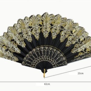 Chinese Fan Flower Lace Fans Chinese Style Dance Wedding Party Bridal Hand Fan Gypsy Style Folding Fan Japanese Fan (Color : A2, Size : 23cm*42CM)