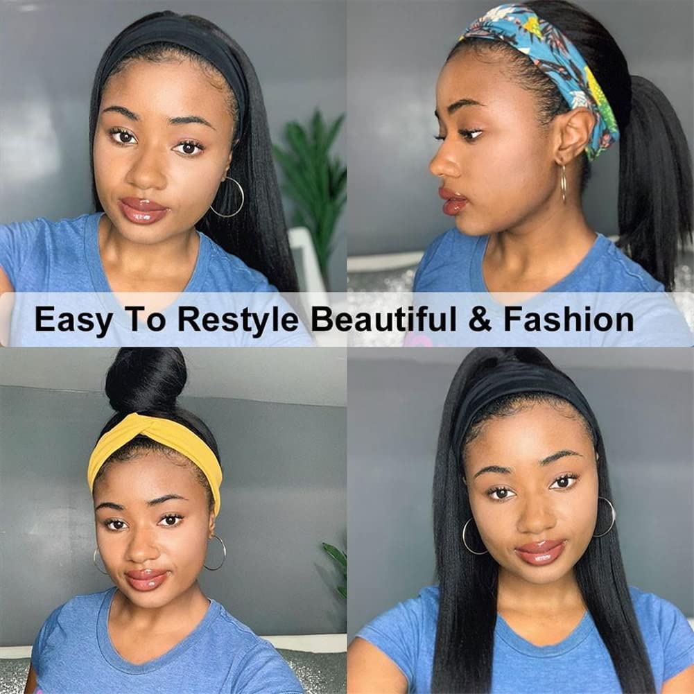 Headband Wigs for Black Women Human Hair Glueless Body Wave Headband Wig Human Hair 100% Brazilian Virgin Hair Machine Made Head band Wig 150% Density