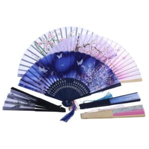 ZAEGO Chinese Fan Folding Hand Fan Chinese Style Dance Wedding Party Lace Silk Folding Hand Held Flower Fan Handheld Folding Fan Japanese Fan (Color : F, Size : 21 * 55cm)