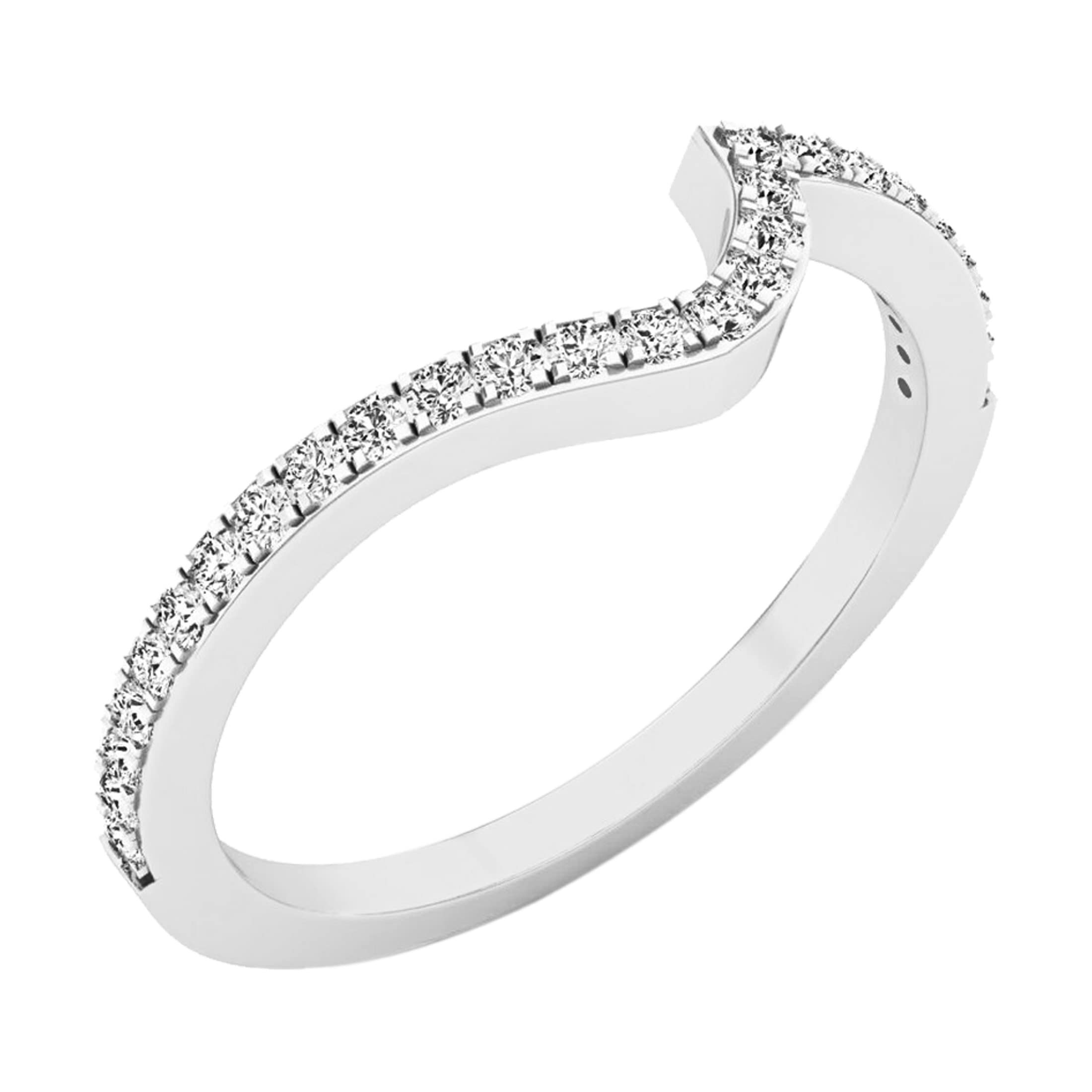 Dazzlingrock Collection Round White Diamond Single Row Curved Wedding Band for Women (0.22 ctw, Color I-J, Clarity I2-I3) in 925 Sterling Silver, Size 5