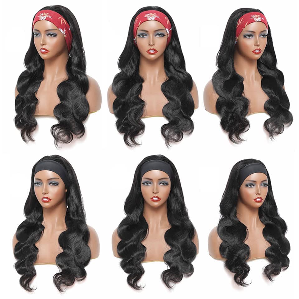 Headband Wigs for Black Women Human Hair Glueless Body Wave Headband Wig Human Hair 100% Brazilian Virgin Hair Machine Made Head band Wig 150% Density