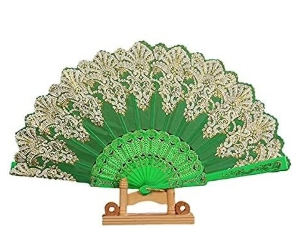 Chinese Fan Flower Lace Fans Chinese Style Dance Wedding Party Bridal Hand Fan Gypsy Style Folding Fan Japanese Fan (Color : A2, Size : 23cm*42CM)