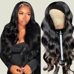 headband wigs for black women human hair glueless body wave headband wig human hair 100% brazilian virgin hair machine made head band wig 150% density