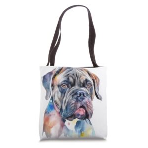 cane corso dog colorful watercolor dog tote bag