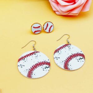 4 Pairs Baseball Earrings for Women Baseball Jewelry for Women Baseball Fan Gift for Mom Baseball Dangle Earrings for Moms (H:2 Set Baseball Earrings)