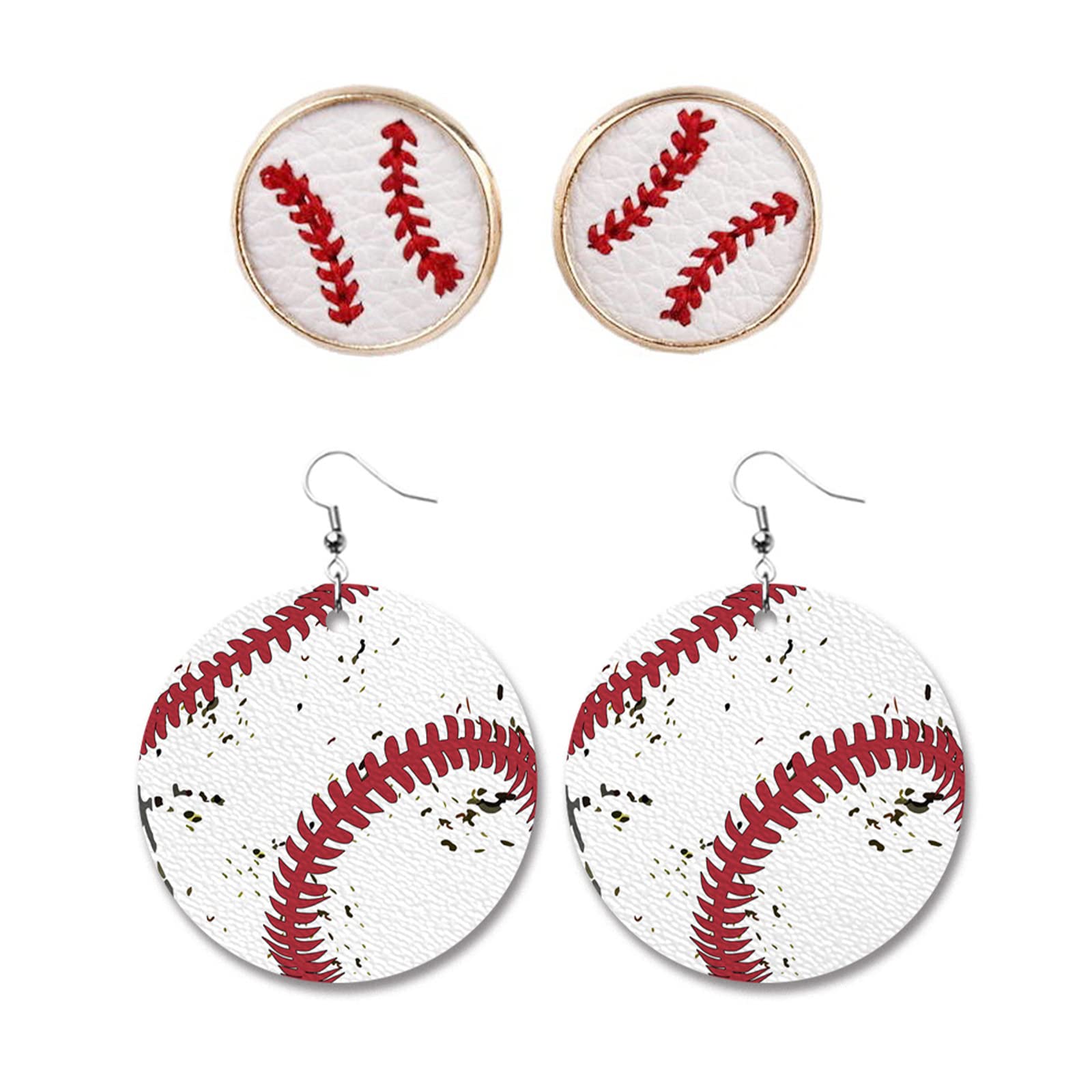 4 Pairs Baseball Earrings for Women Baseball Jewelry for Women Baseball Fan Gift for Mom Baseball Dangle Earrings for Moms (H:2 Set Baseball Earrings)