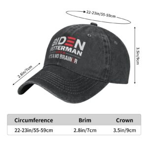 ONVOWO Biden-Fetterman-2024-It's-A-No-Brainer-24 Election Cowboy Hat Trucker Hat Baseball Cap Baseball Hats for Men Women Black