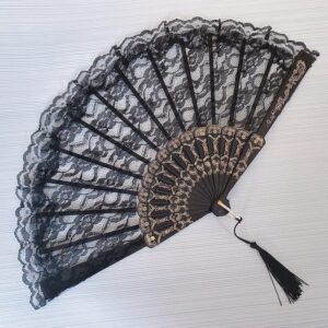 Ladies Lace Hand Fan Cloth Folding Fans Spanish Victorian Hand Fan for Wedding Party Favor Gift Dance Fan Ornament (3-Pack)