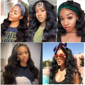 Headband Wigs for Black Women Human Hair Glueless Body Wave Headband Wig Human Hair 100% Brazilian Virgin Hair Machine Made Head band Wig 150% Density