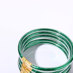 FAERLIIRY St. Patrick's Day Bracelets Glitter Jelly Bangles Bracelets Gold Bangle Bracelets for Women Sparkling Stack Silicone Bangles Irish Holiday Jewelry Gift (St. Patrick Day-6PCS)